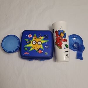 New Tupperware Arthur in Space Lunch Set Tumbler Snack Cup Sandwich Keeper